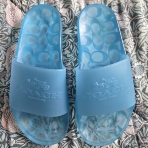 COACH Blue Jelly Slide Sandals